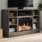 Northwest Electric Fireplace Gray TV Stand Console with Media Shelves Remote Control LED Flames Adjustable Heat and Light